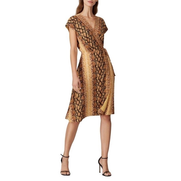 Joie Bethwyn Snakeskin-Print Wrap short sleeve Dress - Picture 1 of 11